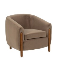 Poltrona Crema Naturale Legno d'albero della gomma Foam Tessuto 71 x 75 x 76 cm