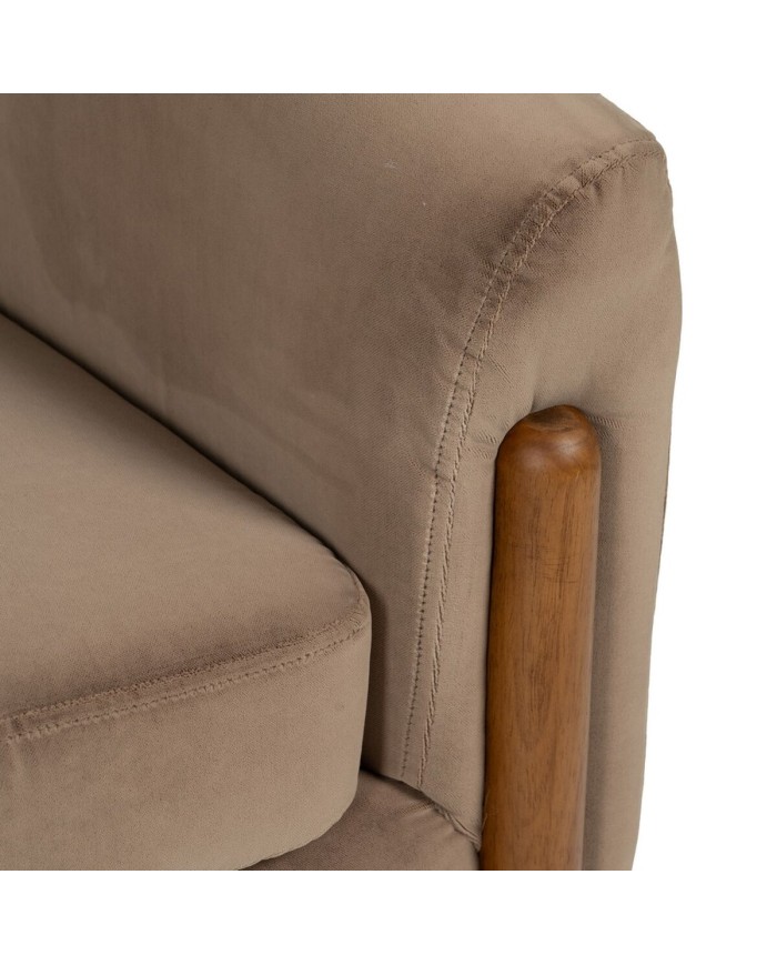 Poltrona Naturale Taupé Legno d'albero della gomma Foam Tessuto 87 x 80 x 81 cm