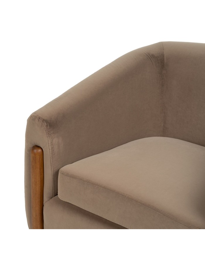 Poltrona Naturale Taupé Legno d'albero della gomma Foam Tessuto 87 x 80 x 81 cm