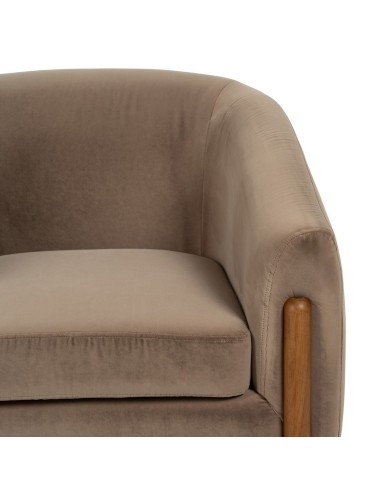 Poltrona Naturale Taupé Legno d'albero della gomma Foam Tessuto 87 x 80 x 81 cm