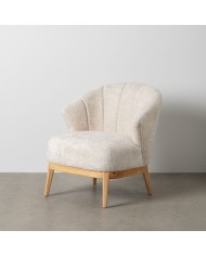 Poltrona Crema Naturale Legno d'albero della gomma Foam Tessuto 71 x 75 x 76 cm