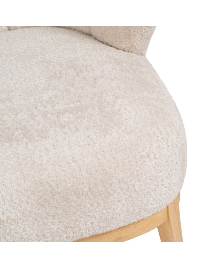 Poltrona Crema Naturale Legno d'albero della gomma Foam Tessuto 71 x 75 x 76 cm