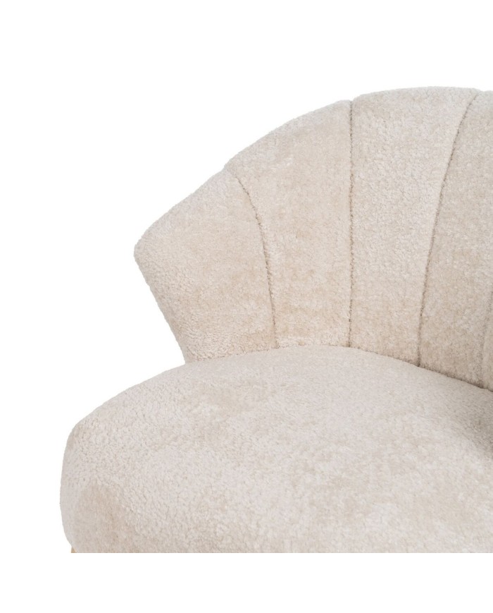 Poltrona Crema Naturale Legno d'albero della gomma Foam Tessuto 71 x 75 x 76 cm