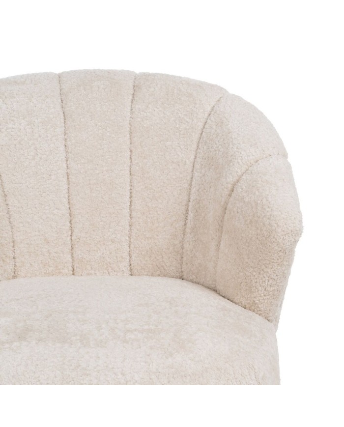 Poltrona Crema Naturale Legno d'albero della gomma Foam Tessuto 71 x 75 x 76 cm