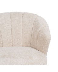 Poltrona Crema Naturale Legno d'albero della gomma Foam Tessuto 71 x 75 x 76 cm