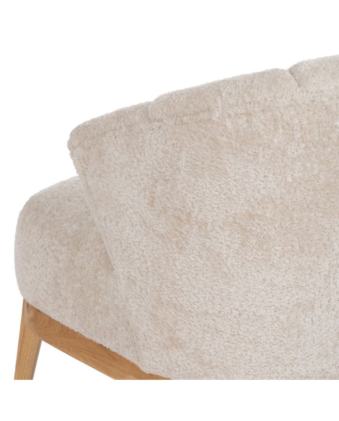 Poltrona Crema Naturale Legno d'albero della gomma Foam Tessuto 71 x 75 x 76 cm