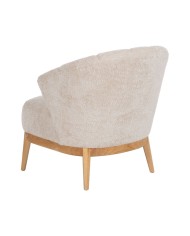 Poltrona Crema Naturale Legno d'albero della gomma Foam Tessuto 71 x 75 x 76 cm