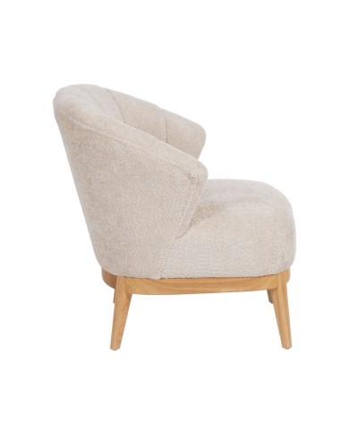 Poltrona Crema Naturale Legno d'albero della gomma Foam Tessuto 71 x 75 x 76 cm