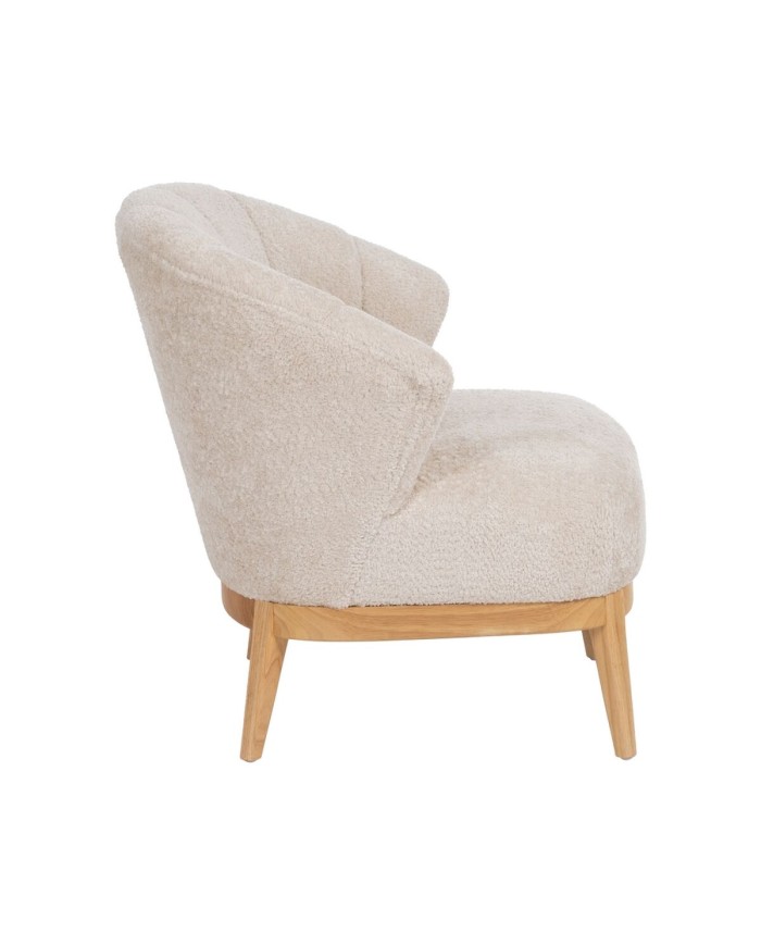 Poltrona Crema Naturale Legno d'albero della gomma Foam Tessuto 71 x 75 x 76 cm