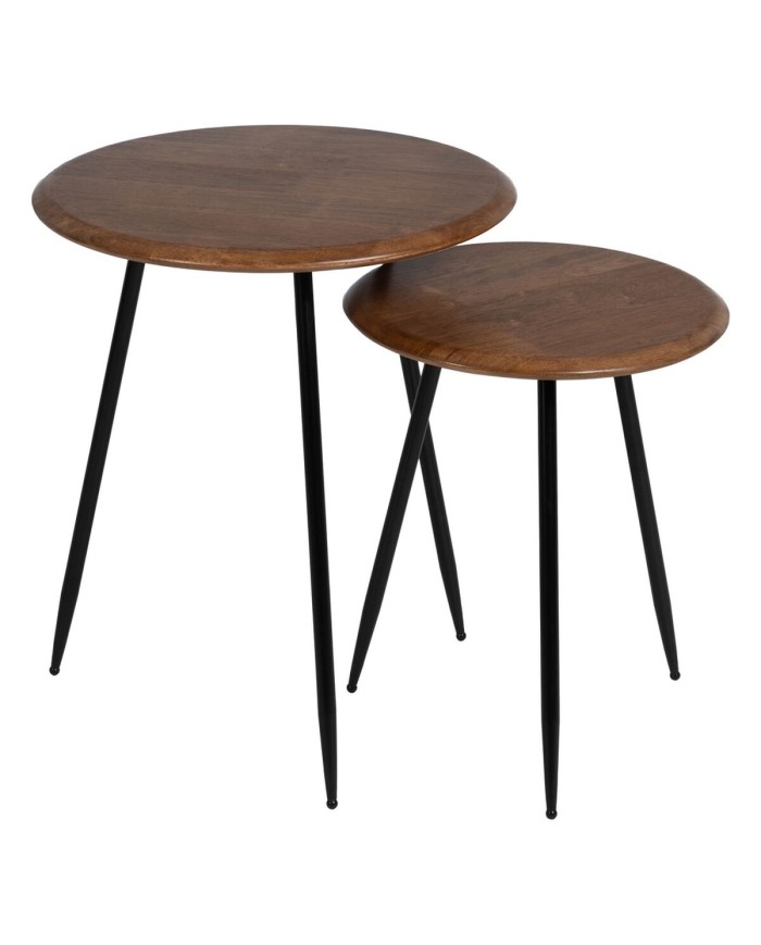 Tavolo aggiuntivo LAGOM Nero Beige Ferro Legno d'albero della gomma 50 x 50 x 60 cm