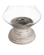 Portacandele Bianco Legno Cristallo 28 x 28 x 38 cm