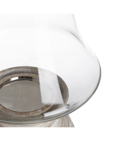 Portacandele Bianco Legno Cristallo 28 x 28 x 38 cm