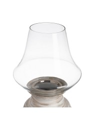 Portacandele Bianco Legno Cristallo 28 x 28 x 38 cm