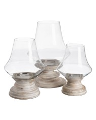 Portacandele Bianco Legno Cristallo 28 x 28 x 38 cm