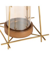 Portacandele Marrone Dorato Legno Cristallo Acciaio 20 x 20 x 23 cm Portacandele Marrone Dorato Legno Cristallo Acciaio 20 x 20 x 23 cm