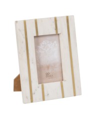 Cornice Portafoto Bianco Dorato Rame Marmo 10 x 15 cm 19 x 1,5 x 24 cm