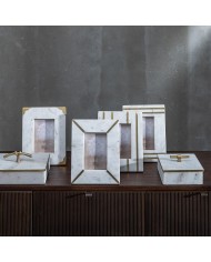 Cornice Portafoto Bianco Dorato Rame Marmo 10 x 15 cm 19 x 1,5 x 24 cm