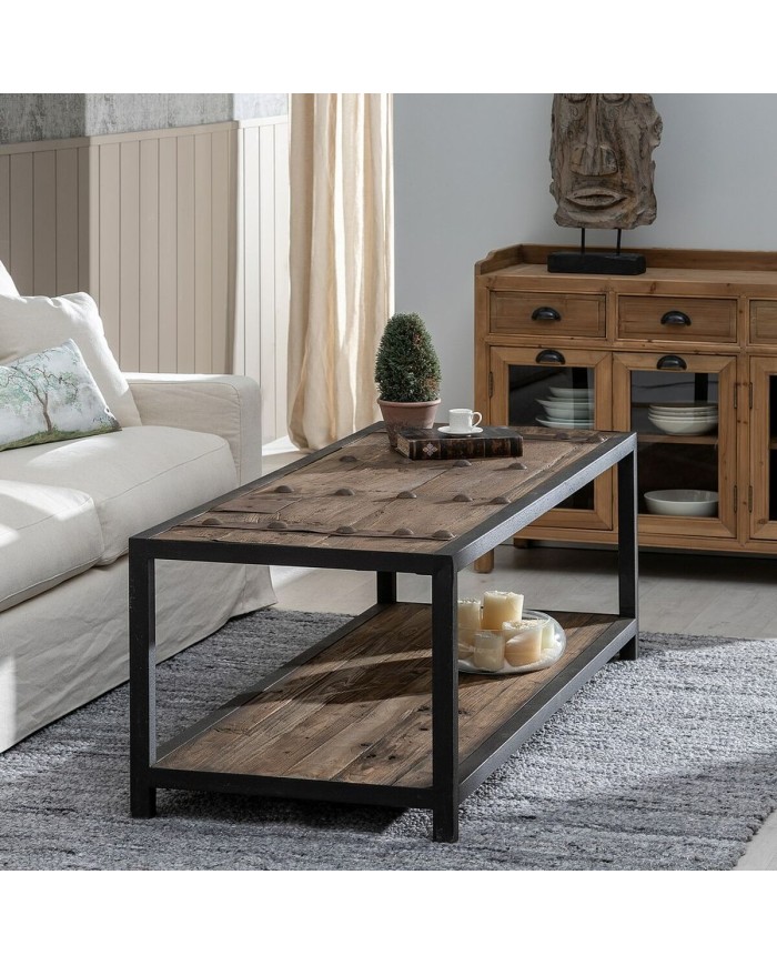 Tavolino da Caffè Nero Naturale 165 x 64 x 55 cm