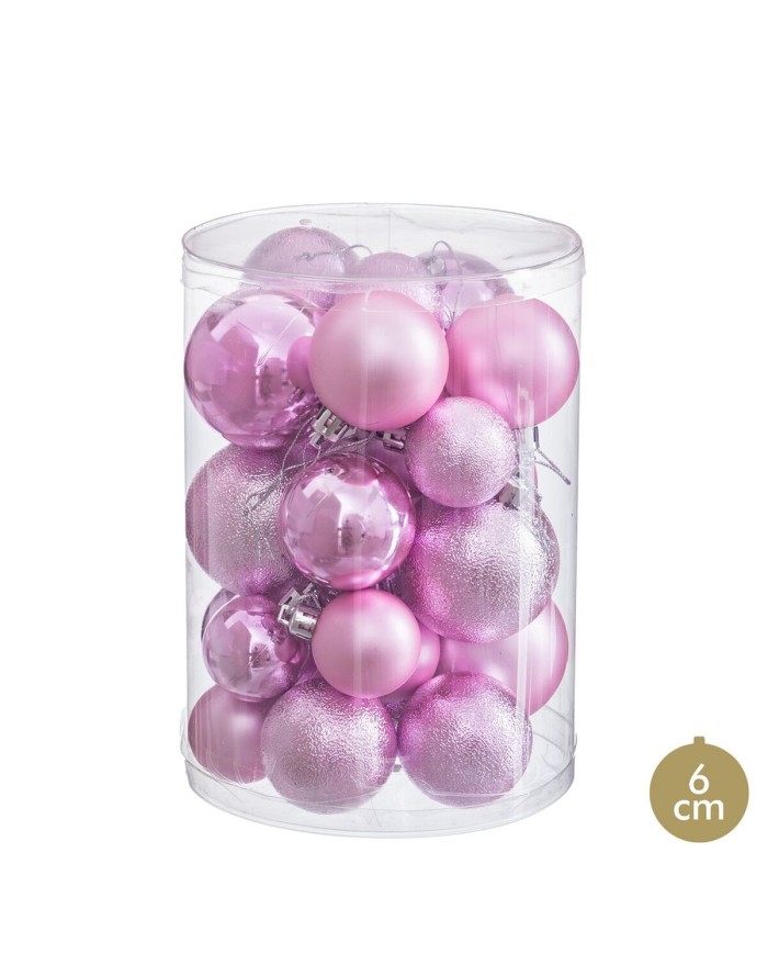 Palle di Natale Rosa Plastica (27 Unità)