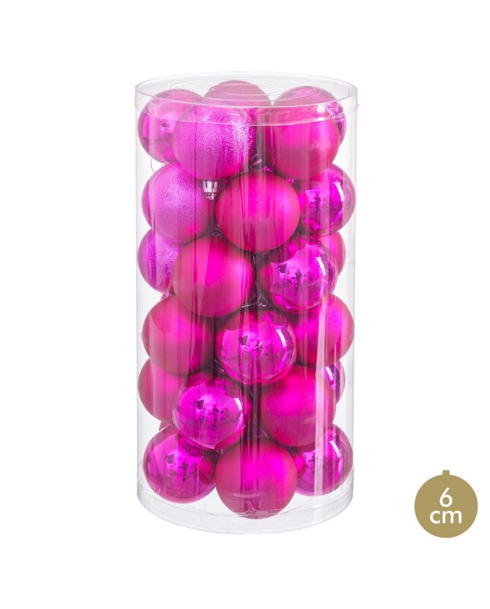 Palle di Natale Fucsia Plastica Ø 6 cm (30 Unità) Palle di Natale Fucsia Plastica Ø 6 cm (30 Unità)