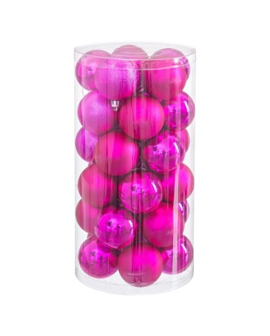 Palle di Natale Fucsia Plastica Ø 6 cm (30 Unità)