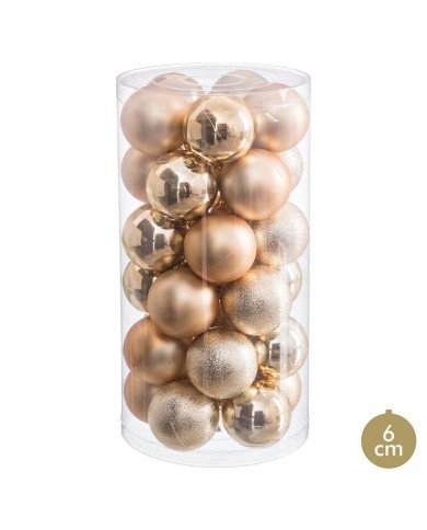 Palle di Natale Dorato Plastica Ø 6 cm (30 Unità)