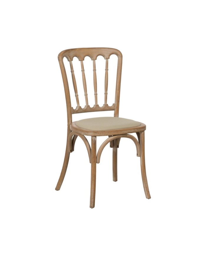 Sedia da Sala da Pranzo Beige Naturale Legno d'albero della gomma Cotone Poliestere 45 x 46 x 92 cm Sedia da Sala da Pranzo Beige Naturale Legno d'albero della gomma Cotone Poliestere 45 x 46 x 92 cm