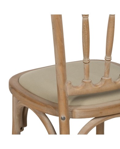 Sedia da Sala da Pranzo Beige Naturale Legno d'albero della gomma Cotone Poliestere 45 x 46 x 92 cm