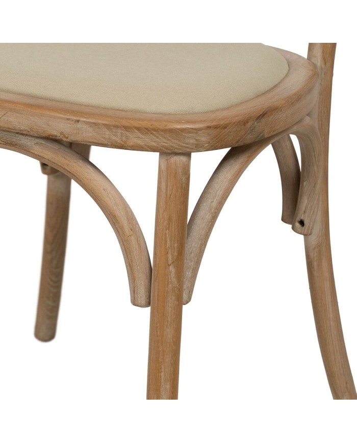 Sedia da Sala da Pranzo Beige Naturale Legno d'albero della gomma Cotone Poliestere 45 x 46 x 92 cm Sedia da Sala da Pranzo Beige Naturale Legno d'albero della gomma Cotone Poliestere 45 x 46 x 92 cm