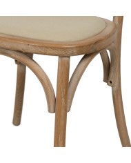 Sedia da Sala da Pranzo Beige Naturale Legno d'albero della gomma Cotone Poliestere 45 x 46 x 92 cm Sedia da Sala da Pranzo Beige Naturale Legno d'albero della gomma Cotone Poliestere 45 x 46 x 92 cm