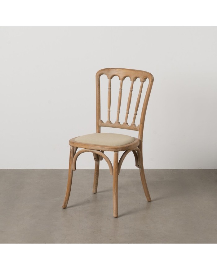 Sedia da Sala da Pranzo Beige Naturale Legno d'albero della gomma Cotone Poliestere 45 x 46 x 92 cm Sedia da Sala da Pranzo Beige Naturale Legno d'albero della gomma Cotone Poliestere 45 x 46 x 92 cm