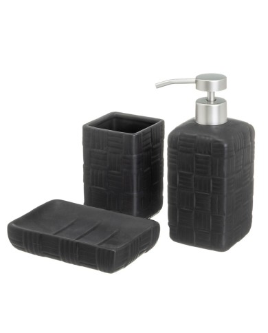 Set da Bagno Nero Ceramica 14 x 10 x 20 cm Set da Bagno Nero Ceramica 14 x 10 x 20 cm