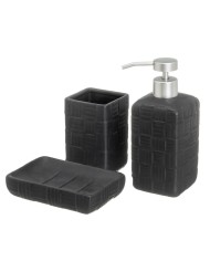 Set da Bagno Berilo B0353S 3L+B1041S Argentato Bambù Acciaio inossidabile polipropilene 2 Pezzi (6 Unità)