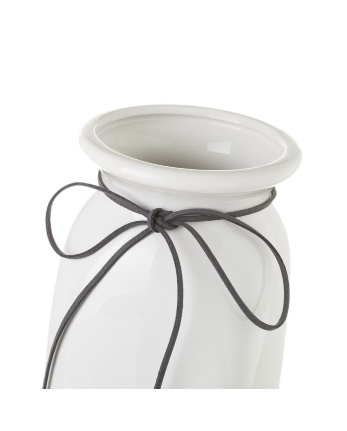 Vaso Bianco Grigio Ceramica 11 x 11 x 30,5 cm Vaso Bianco Grigio Ceramica 11 x 11 x 30,5 cm