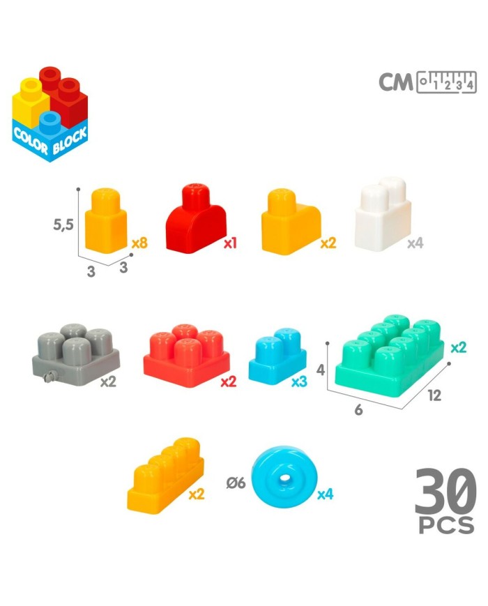 Blocchi di Costruzioni Color Block Valigia Macchina Polizia 30 Pezzi (2 Unità)