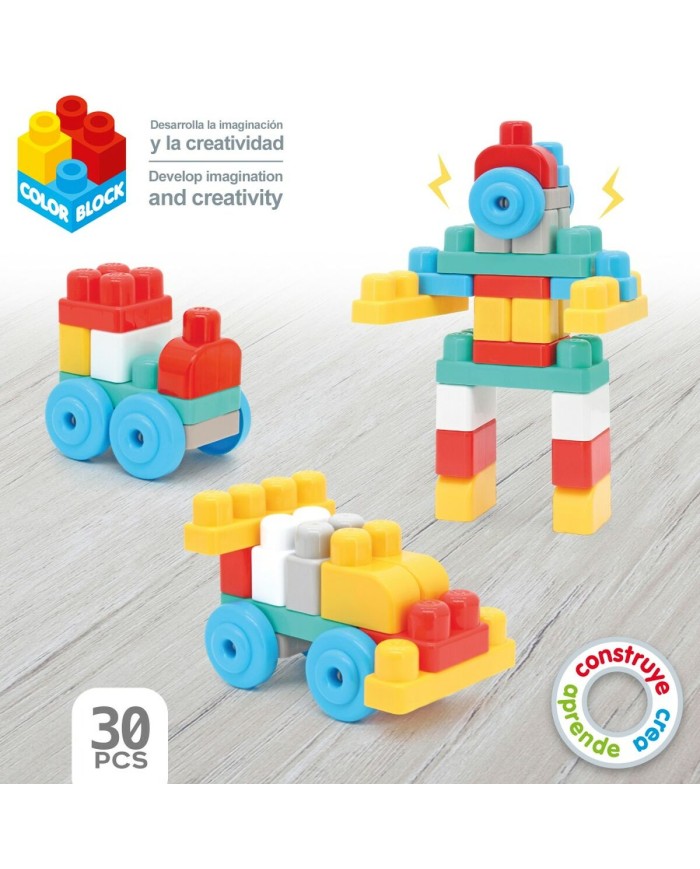 Blocchi di Costruzioni Color Block Valigia Macchina Polizia 30 Pezzi (2 Unità)