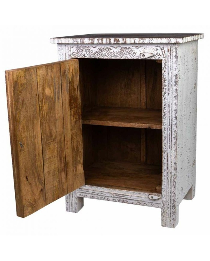 Comodino Alexandra House Living Bianco Marrone 40 x 53 x 73 cm Comodino Alexandra House Living Bianco Marrone 40 x 53 x 73 cm