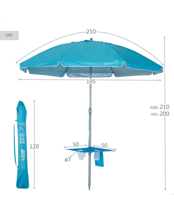 Ombrellone Aktive Acciaio Tessuto Oxford 210 x 205 x 210 cm
