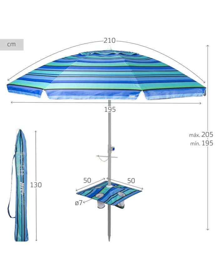 Ombrellone Aktive Acciaio Tessuto Oxford 210 x 205 x 210 cm
