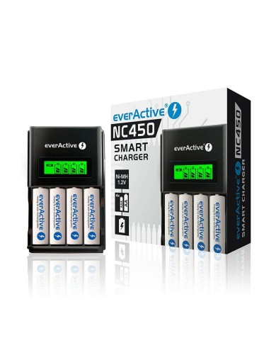 Caricabatterie EverActive NC450B Batterie x 4 Caricabatterie EverActive NC450B Batterie x 4