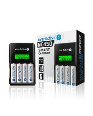 Caricabatterie EverActive NC450B Batterie x 4 Caricabatterie EverActive NC450B Batterie x 4