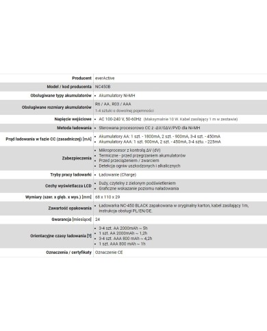 Caricabatterie EverActive NC450B Batterie x 4 Caricabatterie EverActive NC450B Batterie x 4