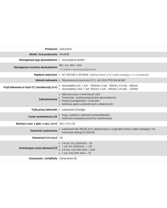 Caricabatterie EverActive NC450B Batterie x 4 Caricabatterie EverActive NC450B Batterie x 4