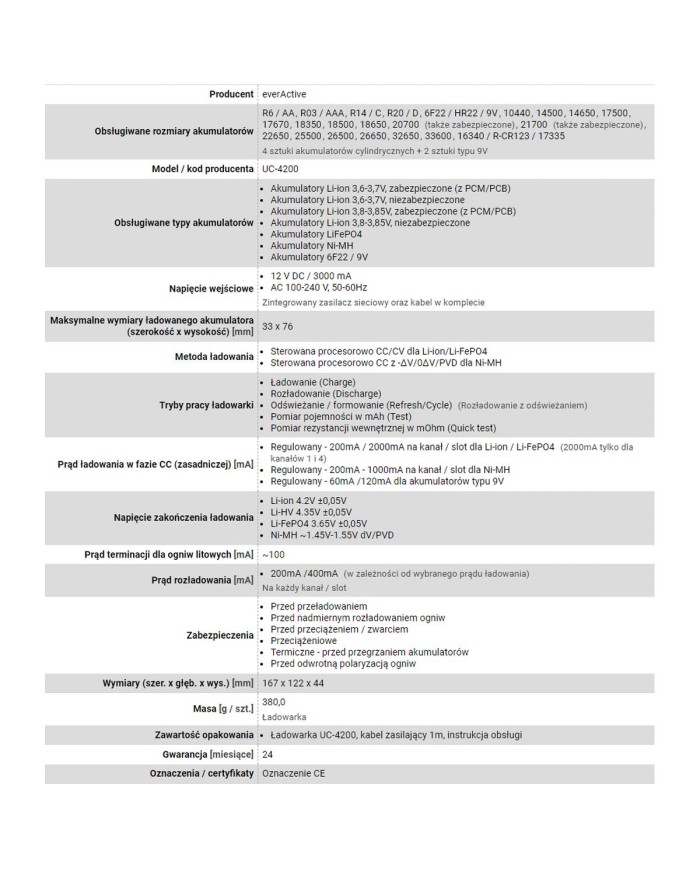 Caricabatterie EverActive UC-4200 Caricabatterie EverActive UC-4200