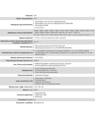 Caricabatterie Xtar VC4 Batterie x 4 Caricabatterie Xtar VC4 Batterie x 4
