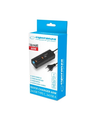 Caricabatterie da Parete Esperanza EZC109 Nero Caricabatterie da Parete Esperanza EZC109 Nero