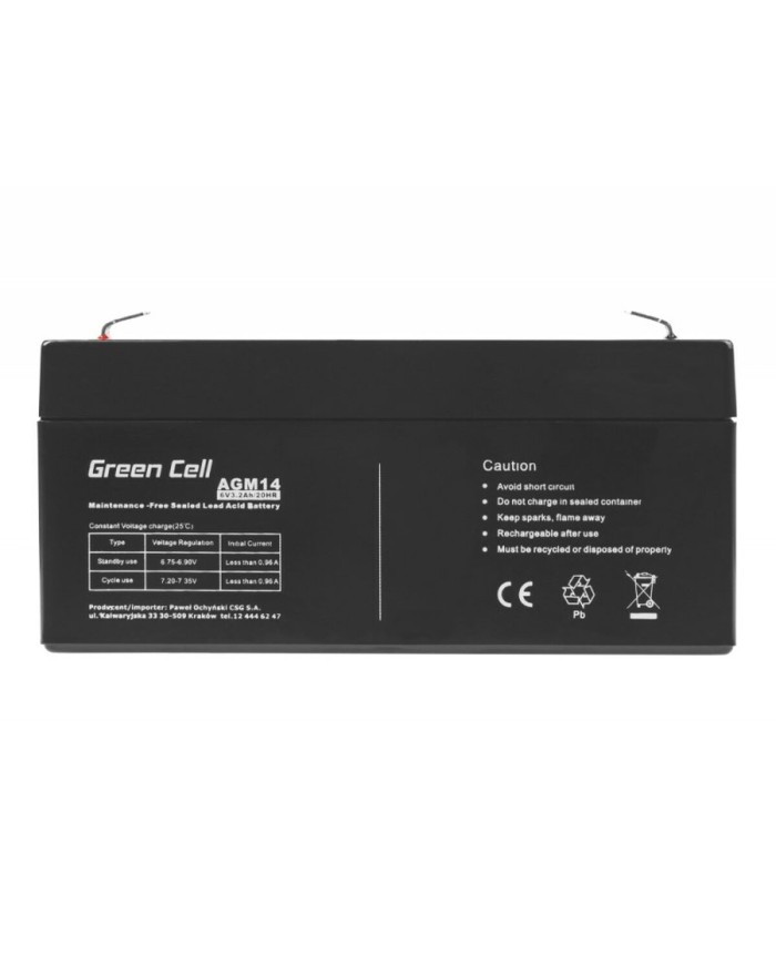 Batteria per Gruppo di Continuità UPS Green Cell AGM14 6 V Batteria per Gruppo di Continuità UPS Green Cell AGM14 6 V