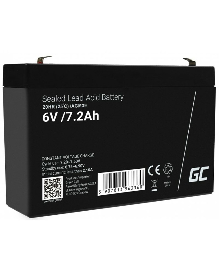 Batteria per Gruppo di Continuità UPS Green Cell AGM39 7200 mAh 6 V Batteria per Gruppo di Continuità UPS Green Cell AGM39 7200 mAh 6 V