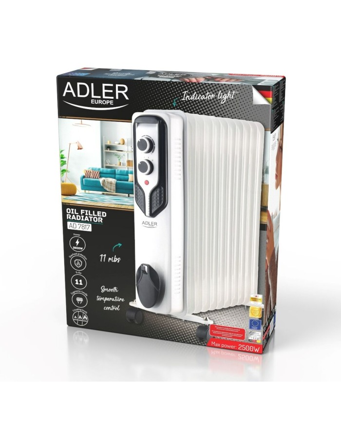 Radiatore a Olio Adler AD 7817 Bianco Nero 2500 W
