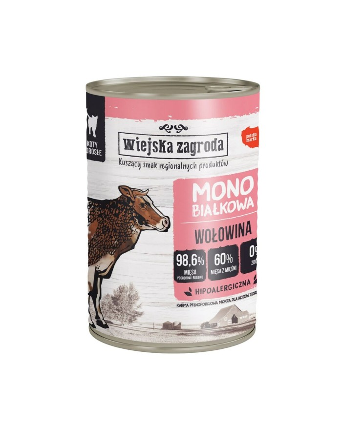 Cibo per gatti WIEJSKA ZAGRODA Carne monoproteica Carne di manzo e vitello 400 g